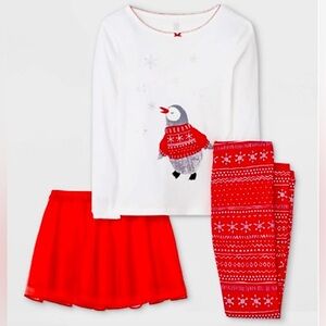 CARTER’S GLTTER PENGUIN TUTU SET - WHITE/RED SIZES 12M & 18M (NEW WITH TAGS)